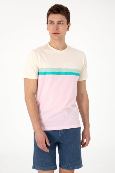 تی شرت یقه گرد  صورتی روشن  رگولار  مردانه یو اس پولو | US POLO ASSN