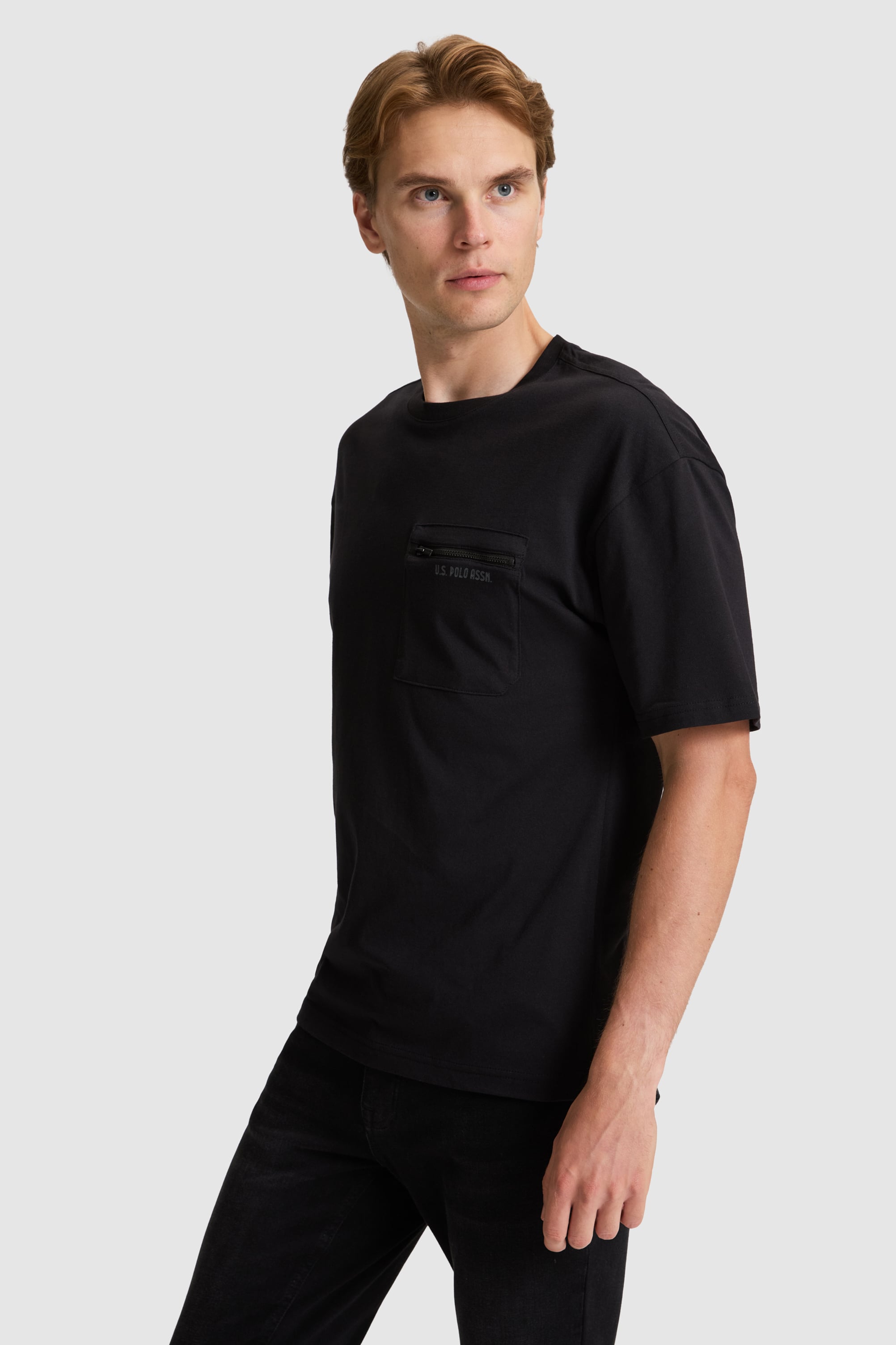 تی شرت یقه گرد سیاه ریلکس مردانه یو اس پولو | US POLO ASSN