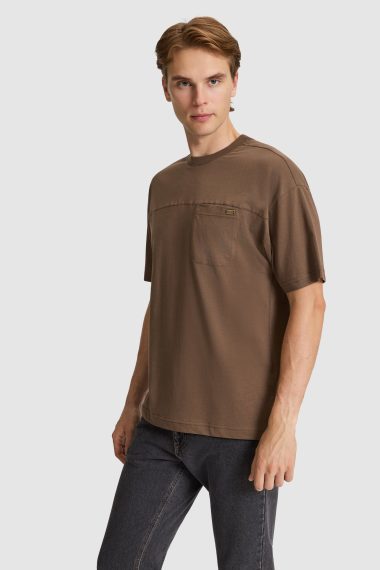 تی شرت یقه گرد  قهوه ای  ریلکس  مردانه یو اس پولو | US POLO ASSN
