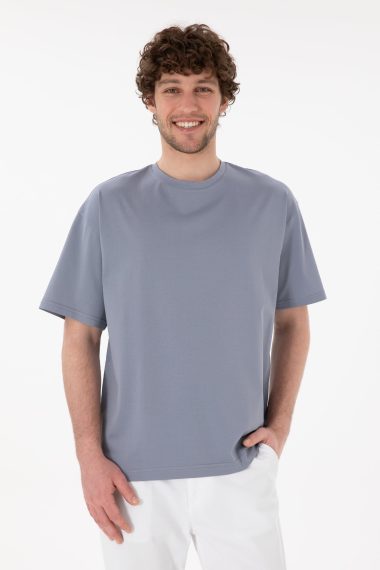 تی شرت یقه گرد یقه گرد آبی  ریلکس آستین کوتاه مردانه یو اس پولو | US POLO ASSN