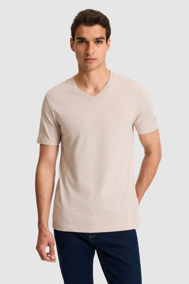 تی شرت یقه هفت  خاکستری  رگولار  مردانه یو اس پولو | US POLO ASSN