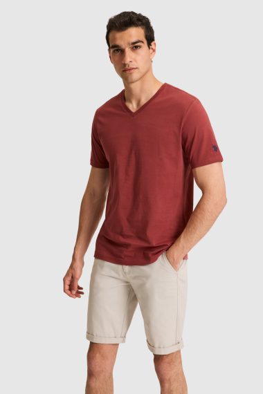 تی شرت یقه هفت  آلبالویی  رگولار  مردانه یو اس پولو | US POLO ASSN