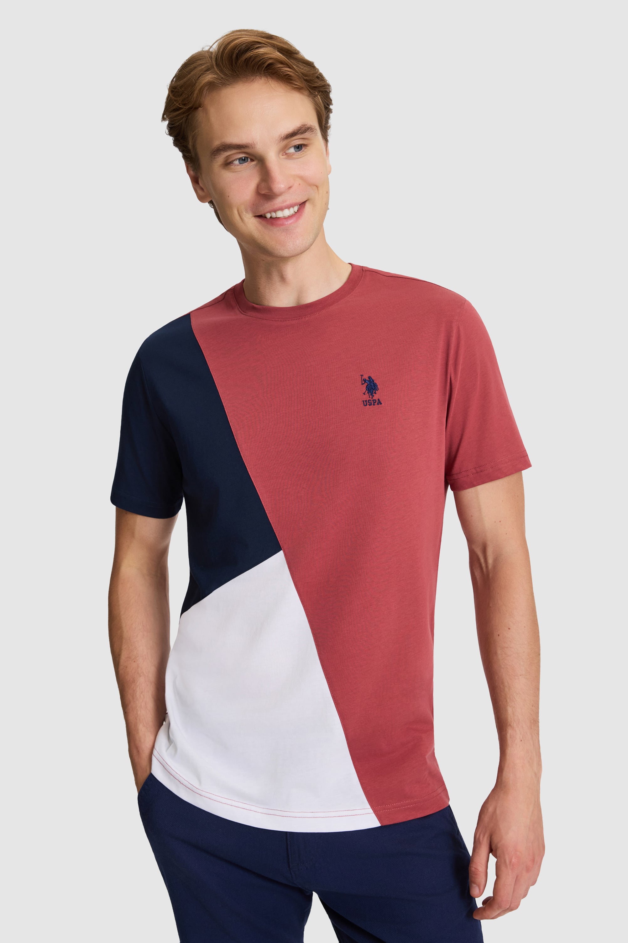 تی شرت یقه گرد آلبالویی رگولار مردانه یو اس پولو | US POLO ASSN