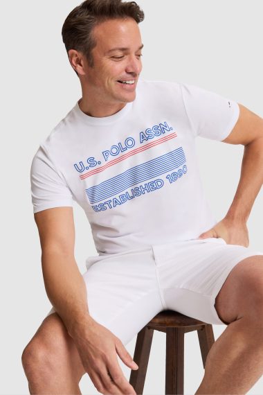 تی شرت یقه گرد  سفید  رگولار  مردانه یو اس پولو | US POLO ASSN