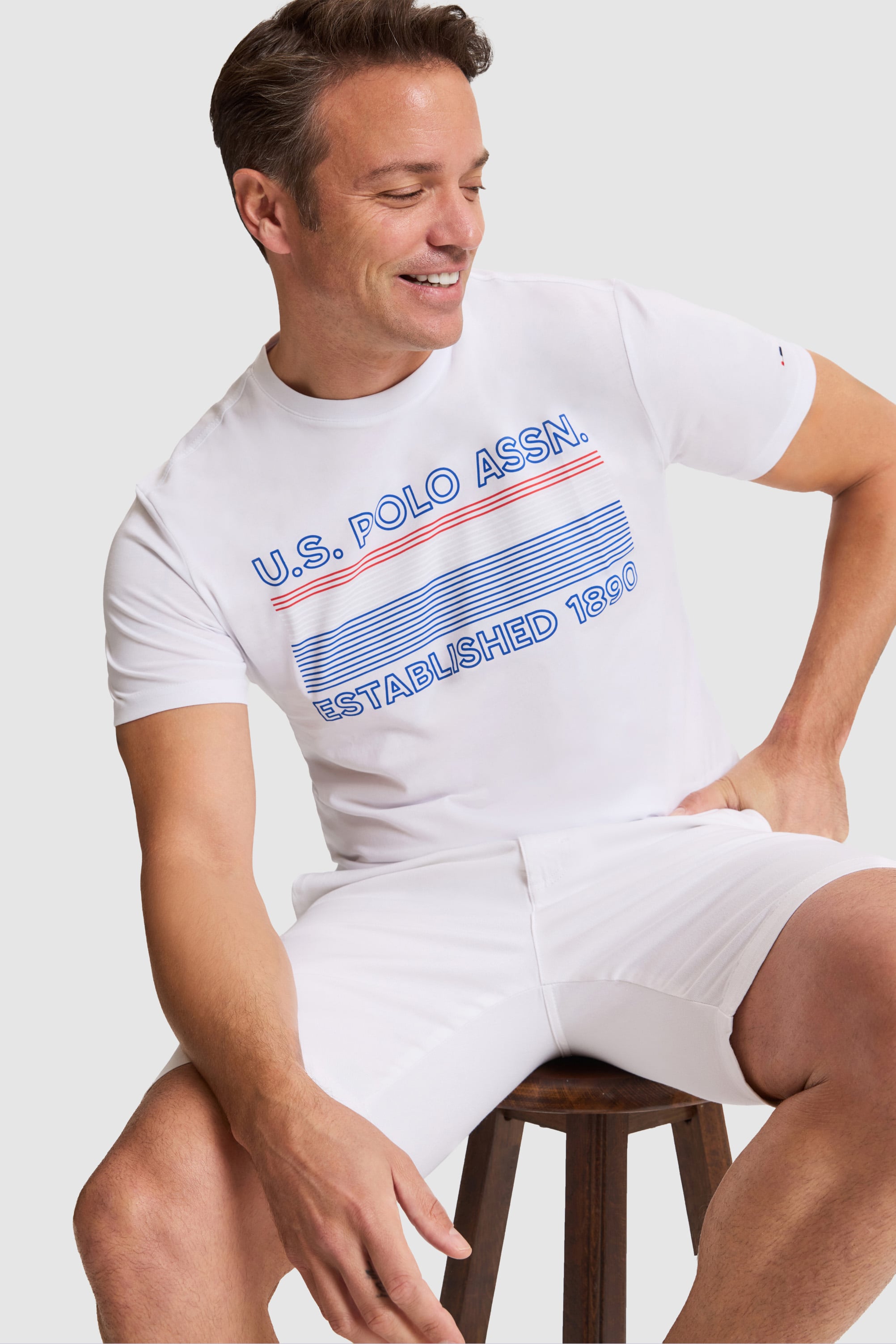 تی شرت یقه گرد سفید رگولار مردانه یو اس پولو | US POLO ASSN