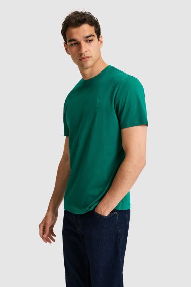 تی شرت یقه گرد  سبز تیره  رگولار  مردانه یو اس پولو | US POLO ASSN