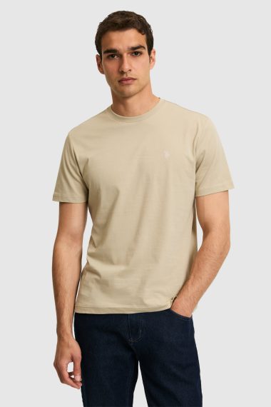 تی شرت یقه گرد  خاکی روشن  رگولار  مردانه یو اس پولو | US POLO ASSN