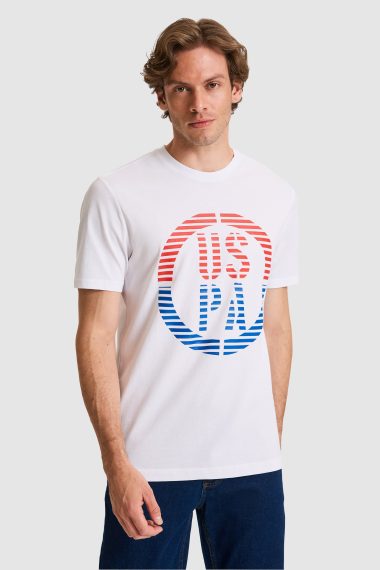 تی شرت یقه گرد  سفید  رگولار  مردانه یو اس پولو | US POLO ASSN