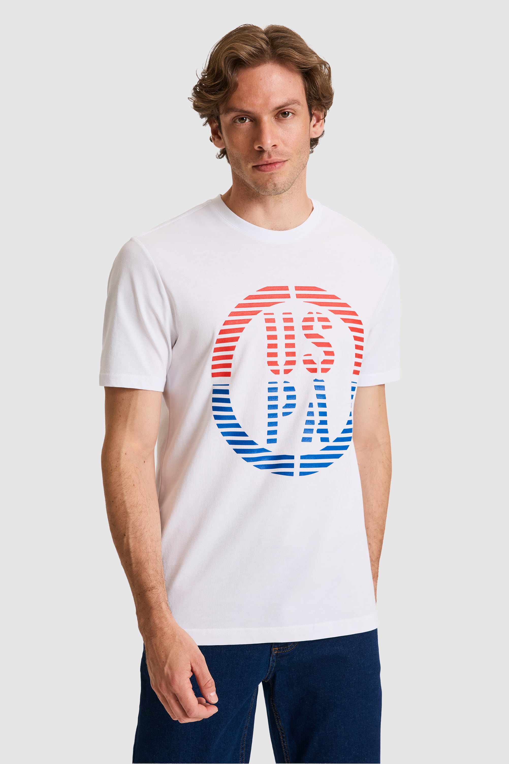 تی شرت یقه گرد سفید رگولار مردانه یو اس پولو | US POLO ASSN