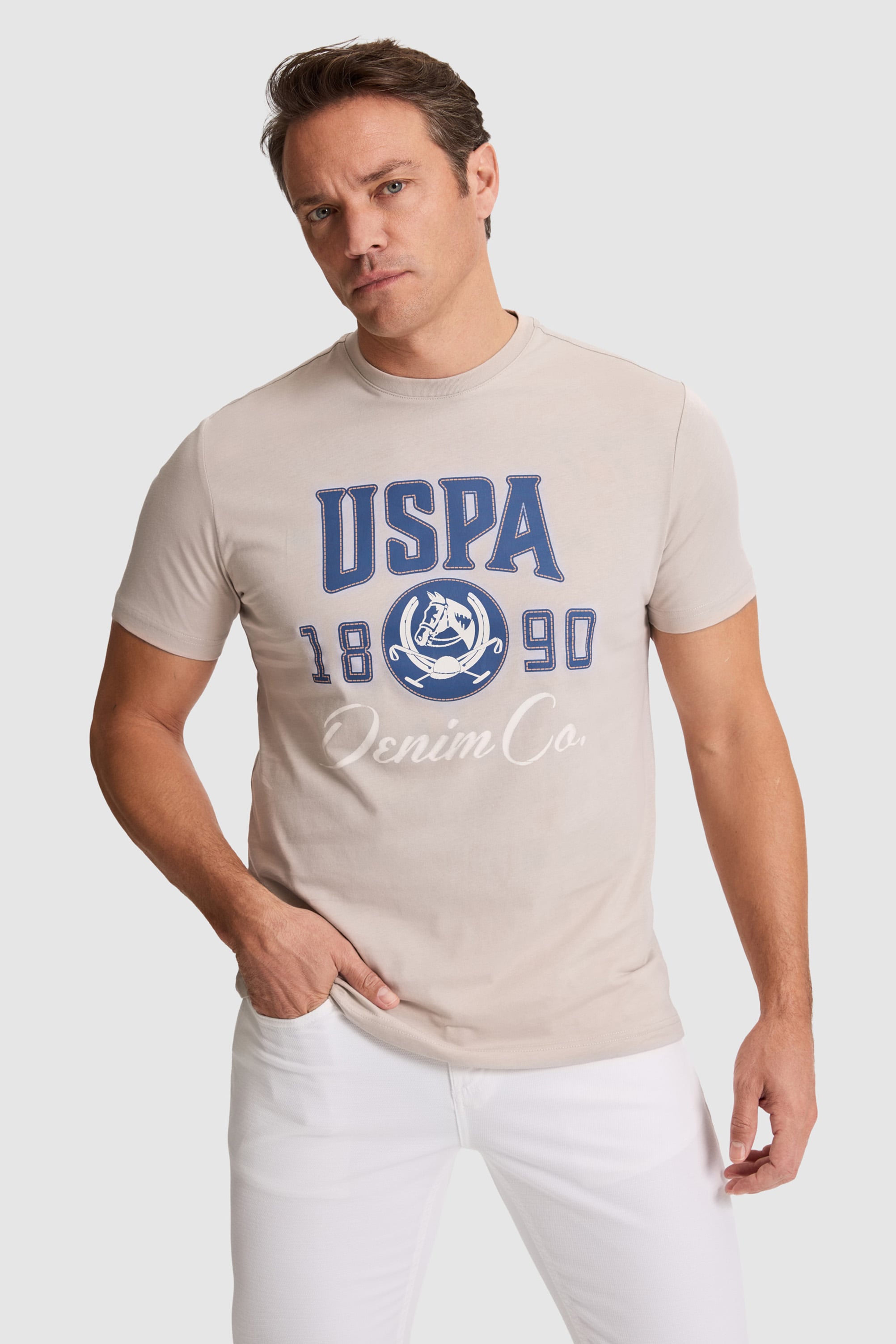 تی شرت یقه گرد خاکستری رگولار مردانه یو اس پولو | US POLO ASSN