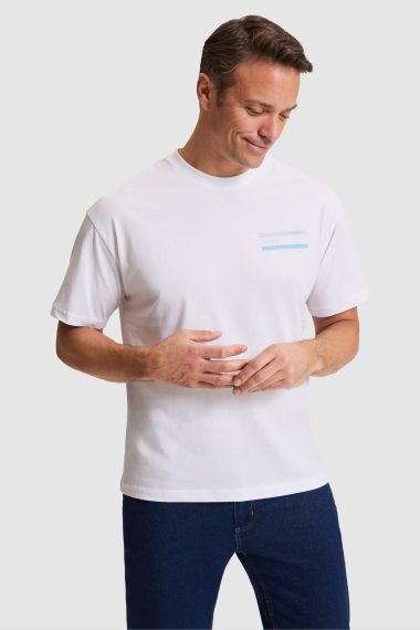 تی شرت یقه گرد  سفید  ریلکس  مردانه یو اس پولو | US POLO ASSN