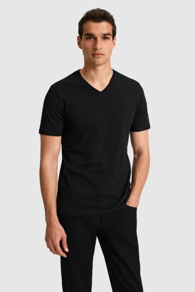 تی شرت یقه هفت  سیاه  رگولار  مردانه یو اس پولو | US POLO ASSN