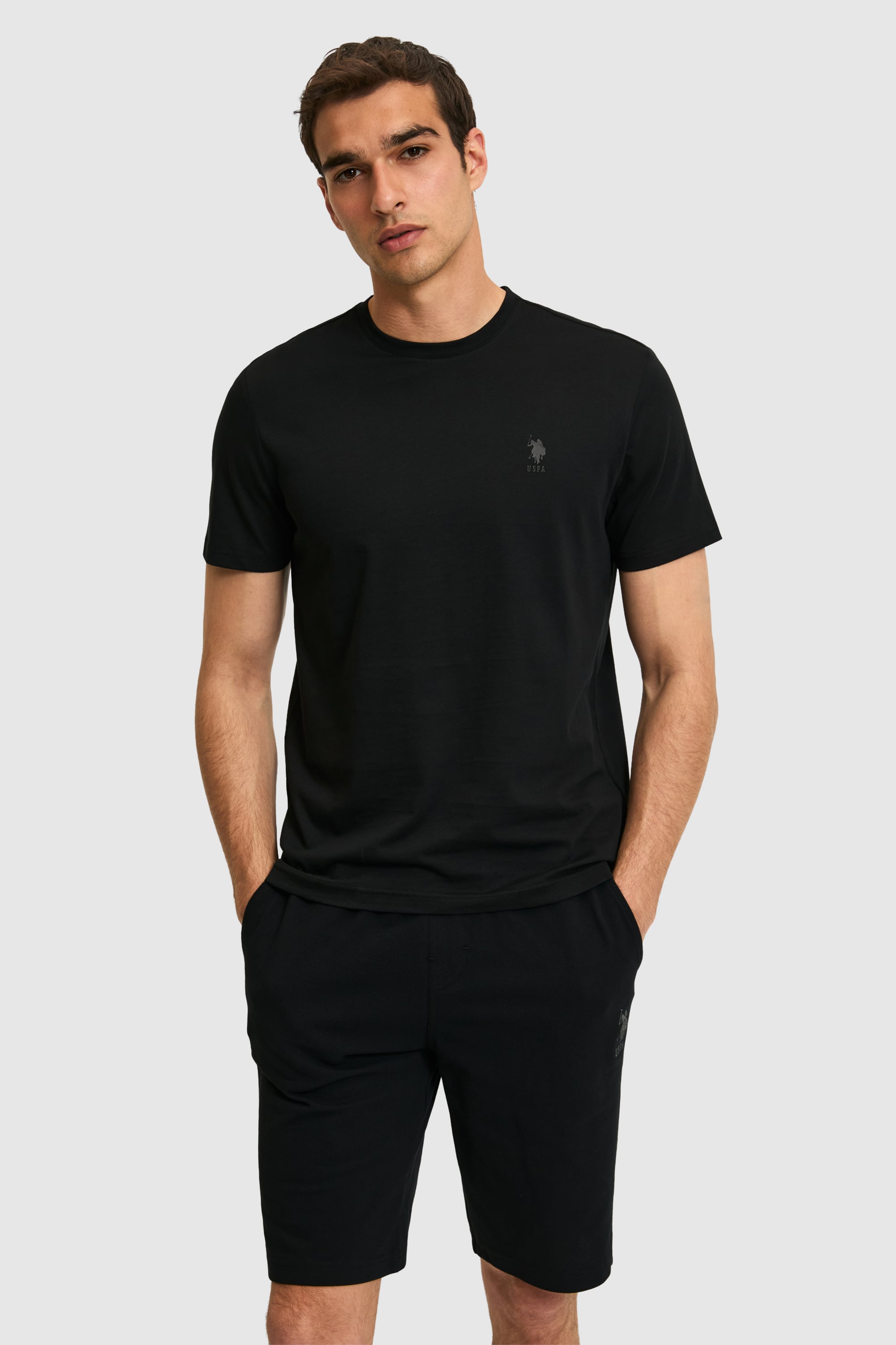 تی شرت یقه گرد سیاه رگولار مردانه یو اس پولو | US POLO ASSN