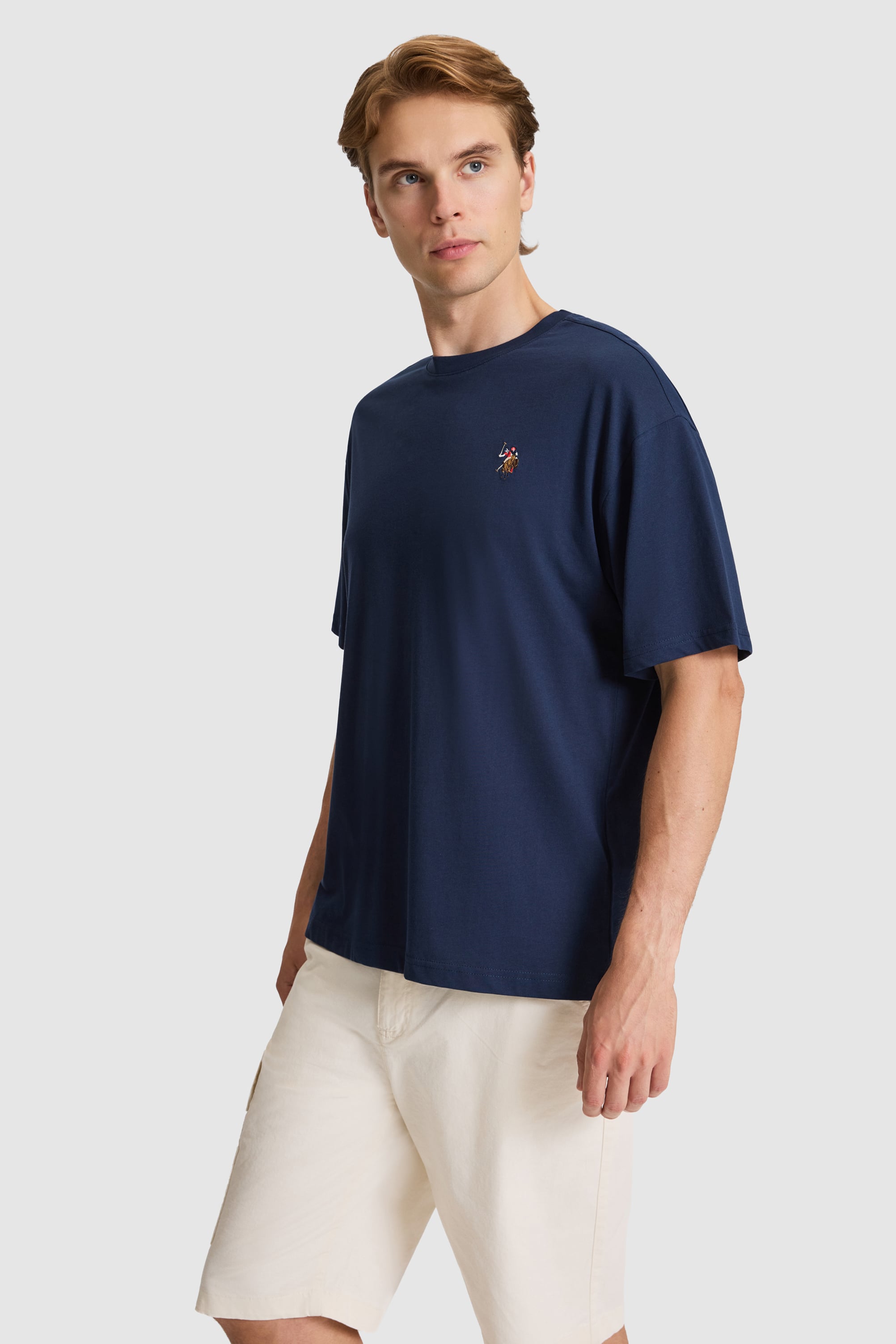 تی شرت یقه گرد لاجورد ریلکس مردانه یو اس پولو | US POLO ASSN