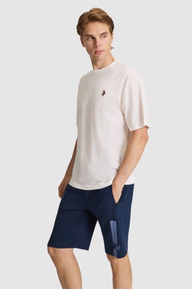 تی شرت یقه گرد  سفید  ریلکس  مردانه یو اس پولو | US POLO ASSN