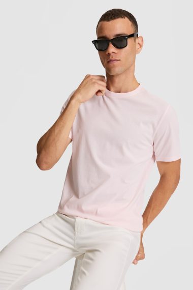 تی شرت یقه گرد  صورتی روشن  رگولار  مردانه یو اس پولو | US POLO ASSN