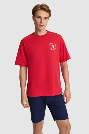 تی شرت یقه گرد  قرمز  Oversize  مردانه یو اس پولو | US POLO ASSN