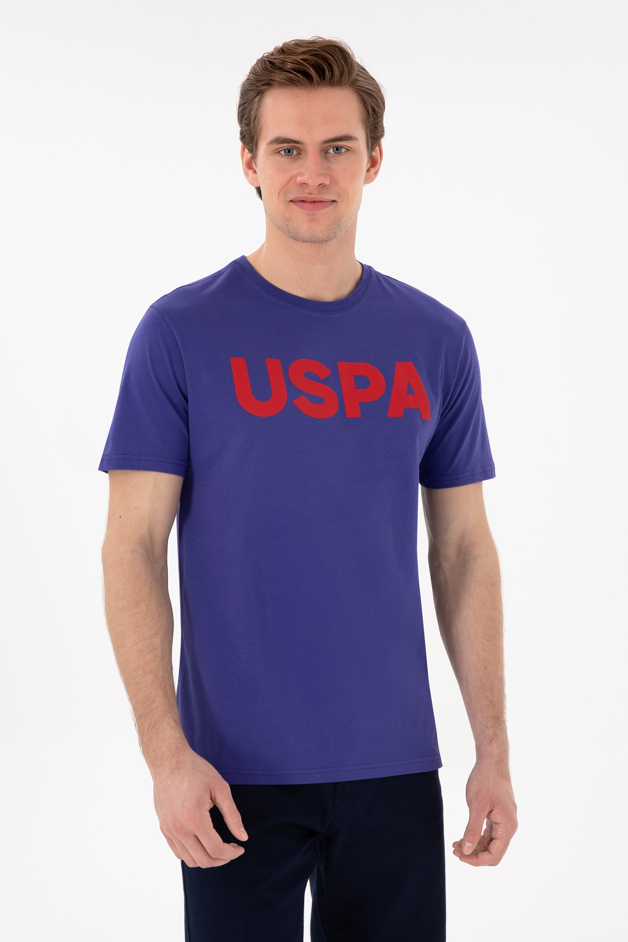 تی شرت یقه گرد یقه گرد آبی رگولار آستین کوتاه مردانه یو اس پولو | US POLO ASSN