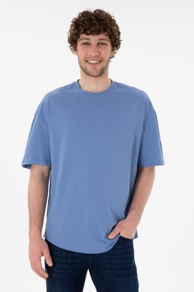 تی شرت یقه گرد یقه گرد آبی تیره  LONG FIT آستین کوتاه مردانه یو اس پولو | US POLO ASSN