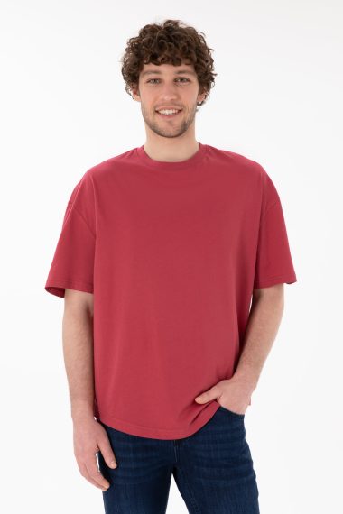 تی شرت یقه گرد یقه گرد آلبالویی  LONG FIT  مردانه یو اس پولو | US POLO ASSN