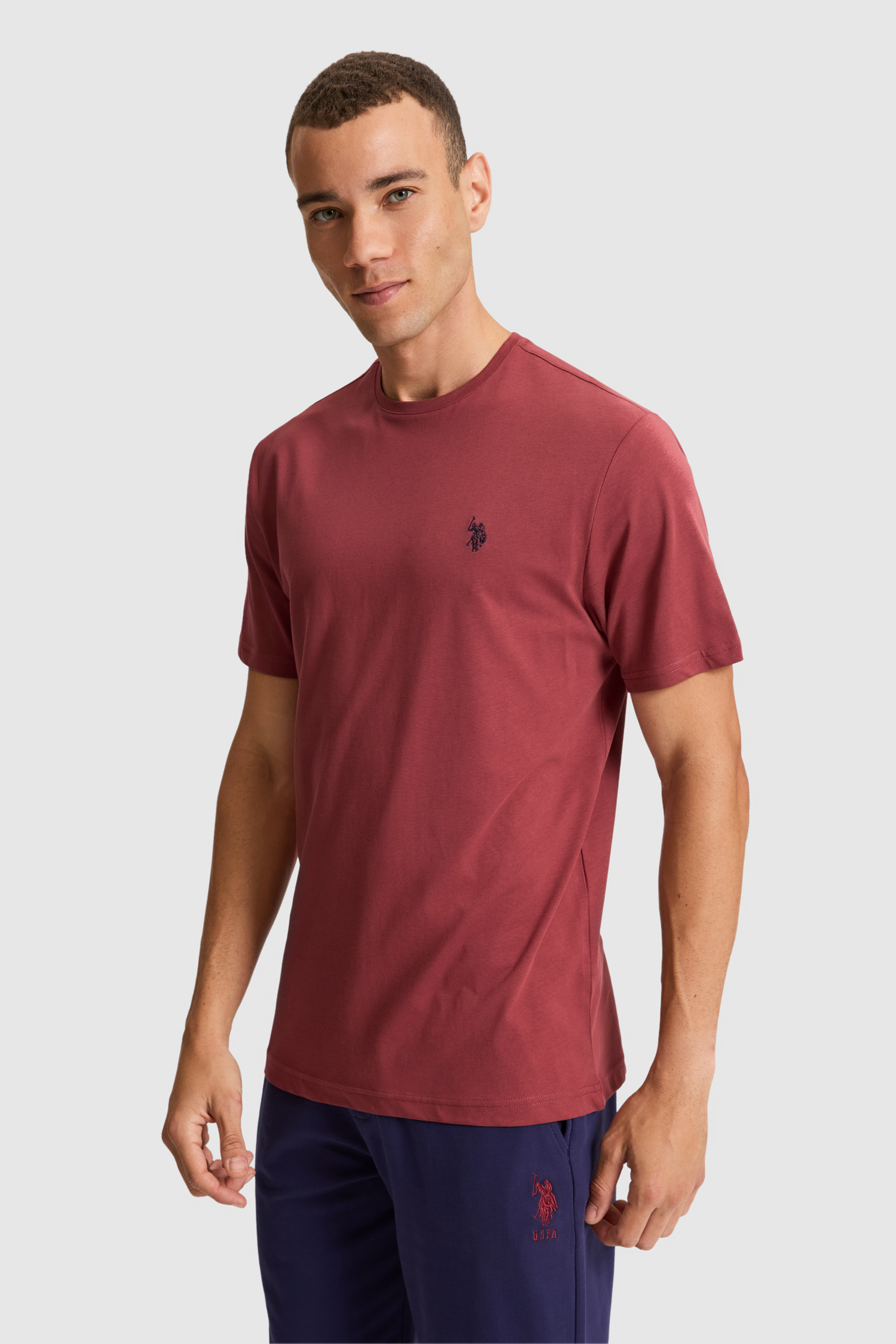 تی شرت یقه گرد آلبالویی رگولار مردانه یو اس پولو | US POLO ASSN