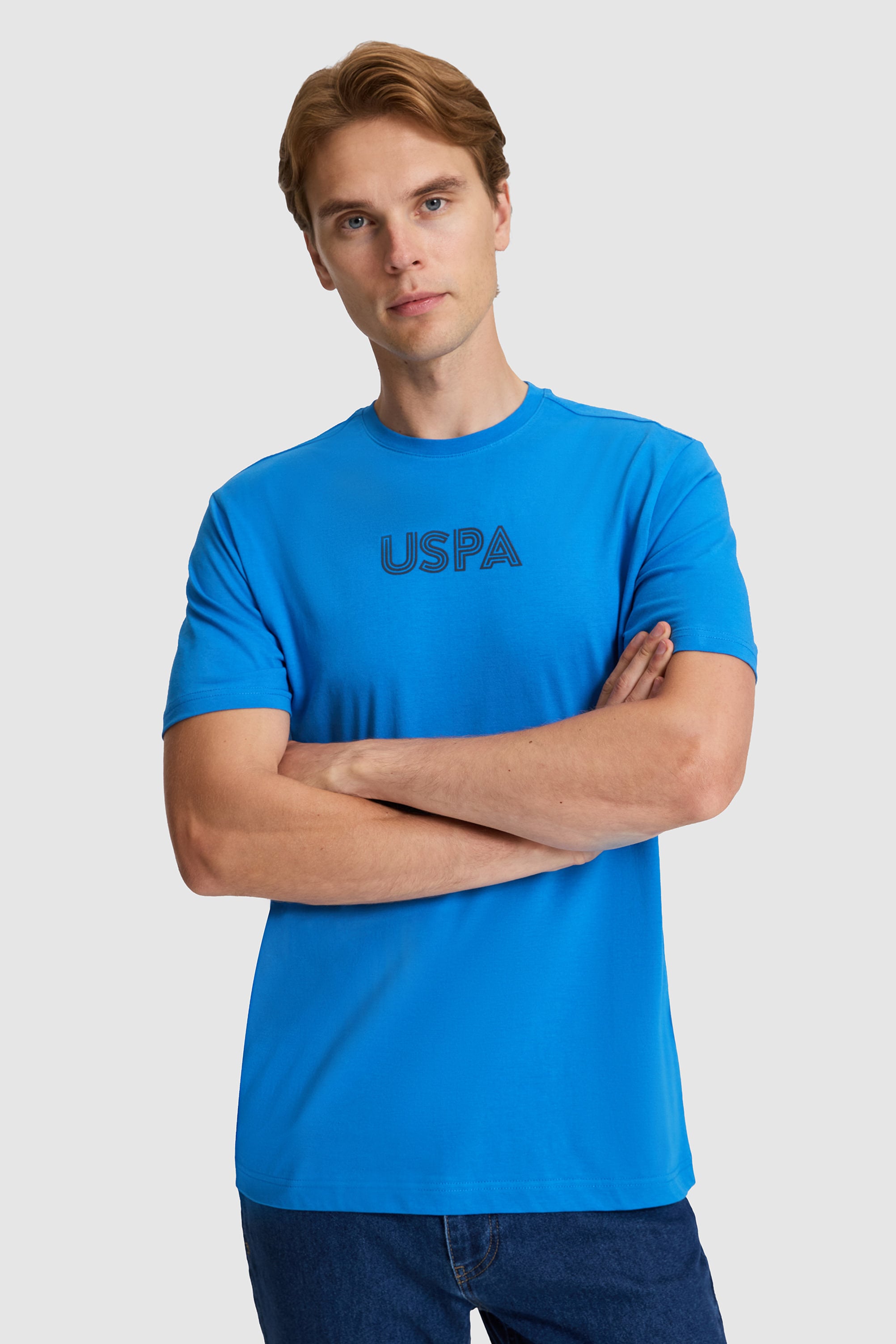 تی شرت یقه گرد آبی رگولار مردانه یو اس پولو | US POLO ASSN