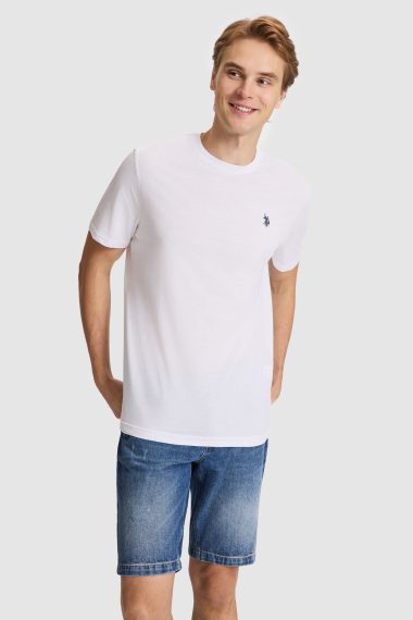 تی شرت یقه گرد  سفید  رگولار  مردانه یو اس پولو | US POLO ASSN