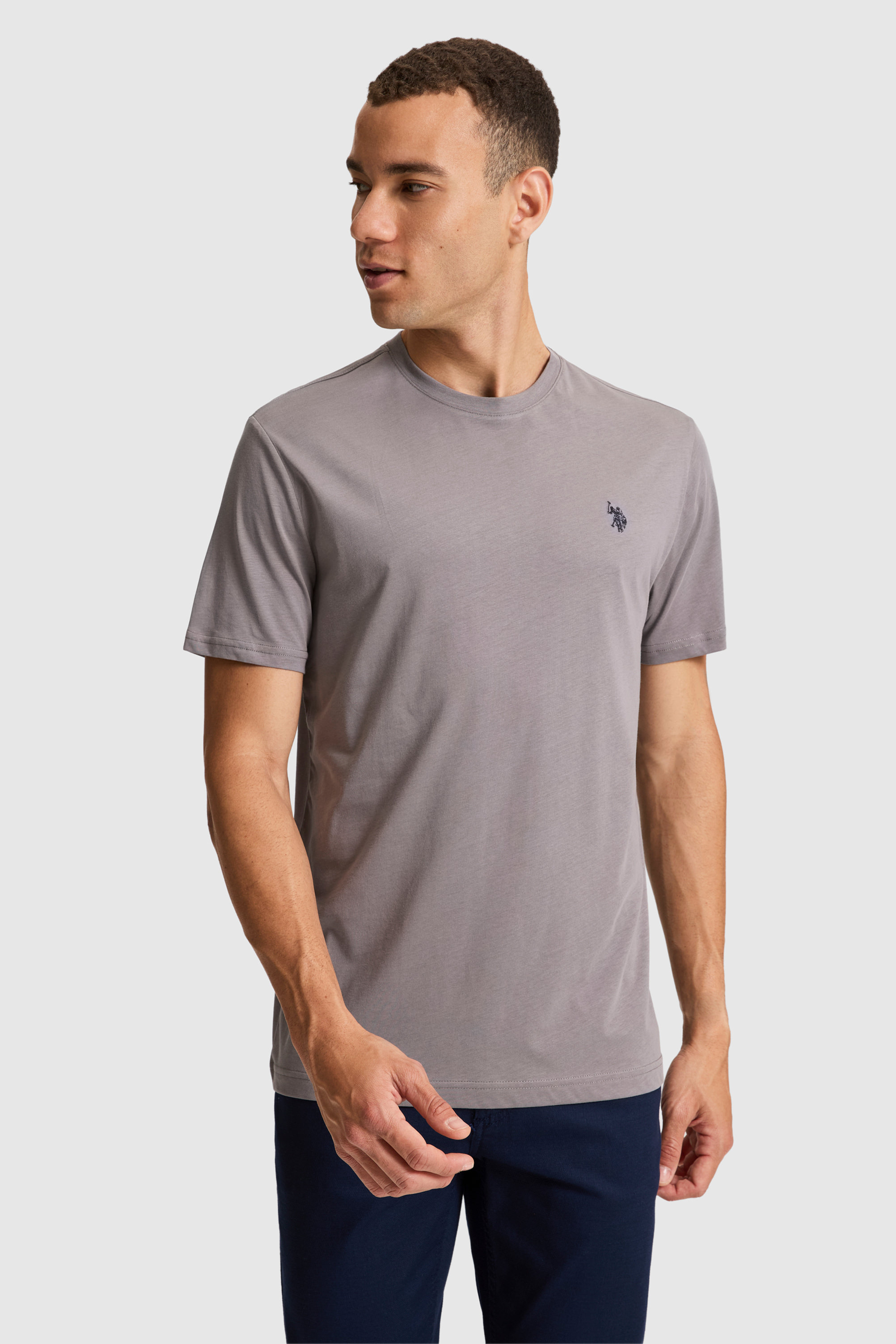 تی شرت یقه گرد خاکستری رگولار مردانه یو اس پولو | US POLO ASSN