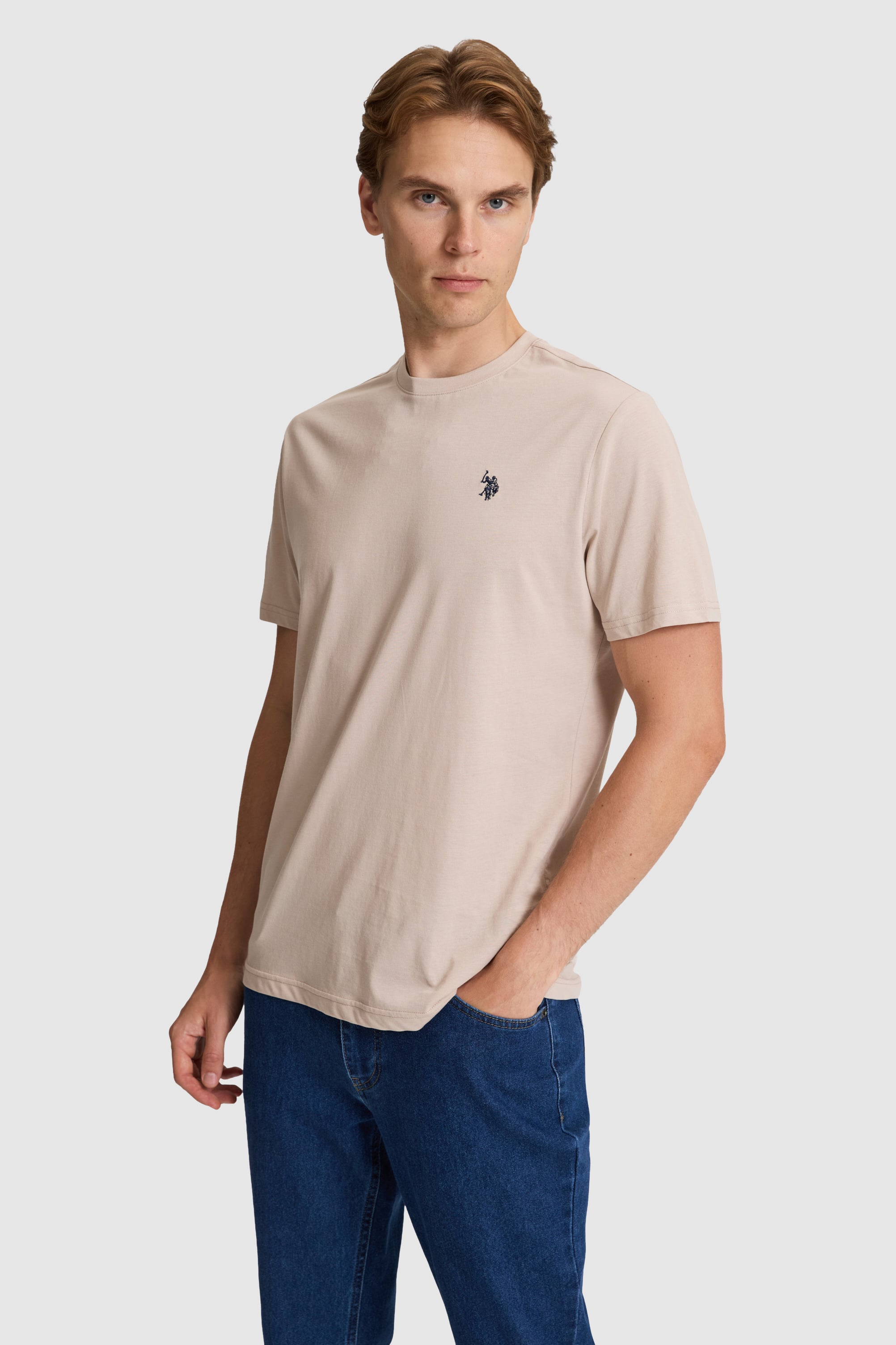 تی شرت یقه گرد خاکستری رگولار مردانه یو اس پولو | US POLO ASSN