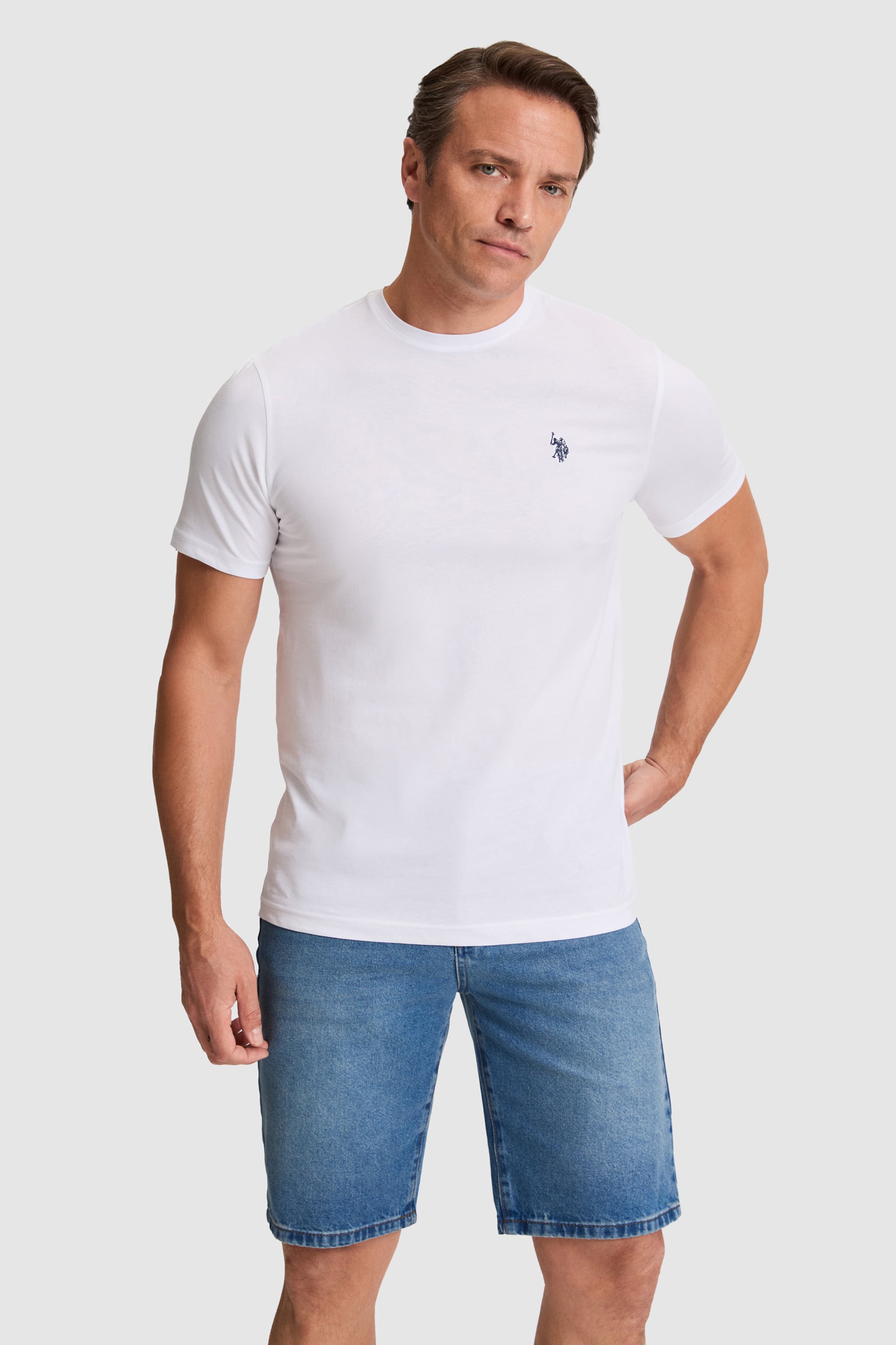 تی شرت یقه گرد سفید رگولار مردانه یو اس پولو | US POLO ASSN