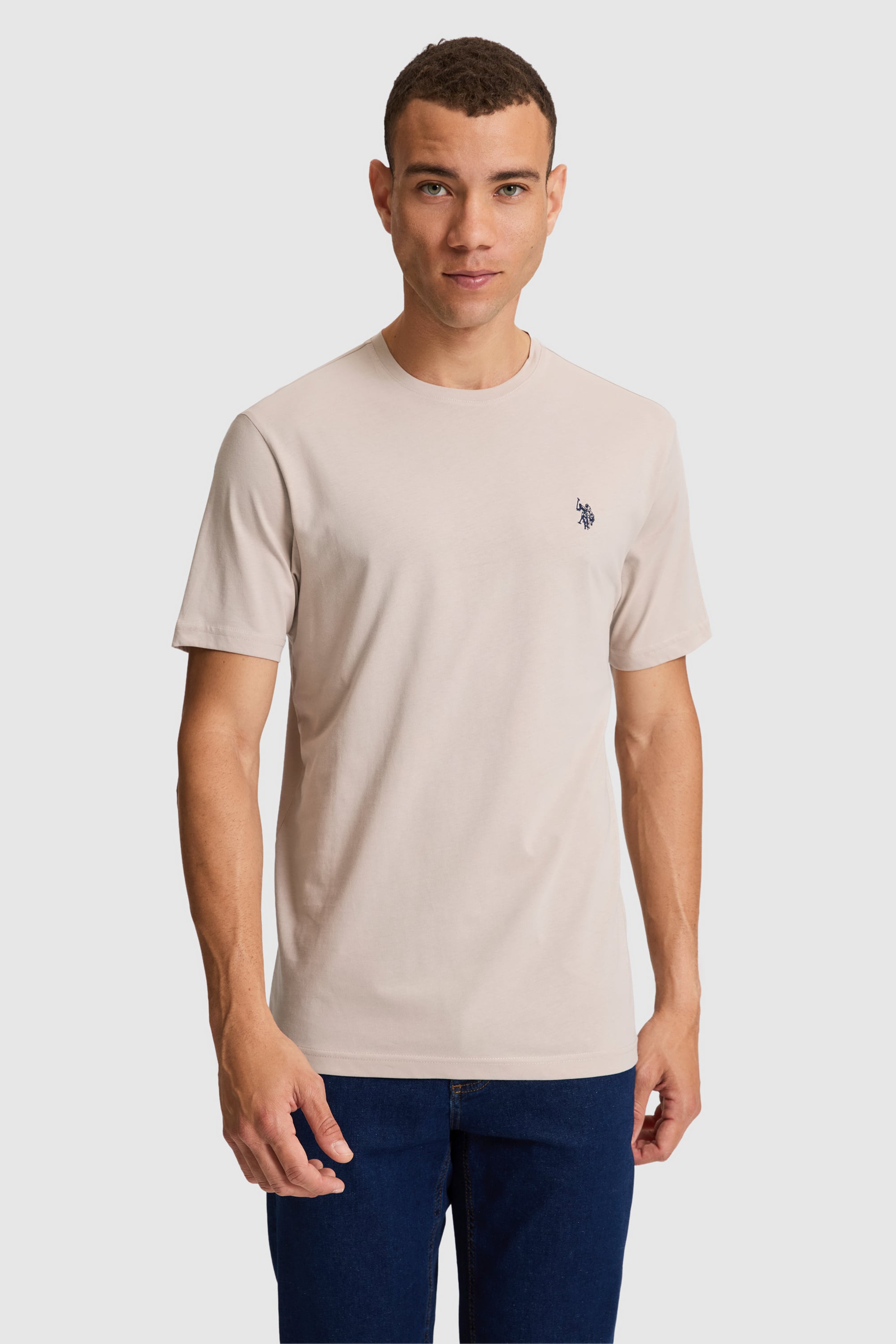 تی شرت یقه گرد خاکستری رگولار مردانه یو اس پولو | US POLO ASSN