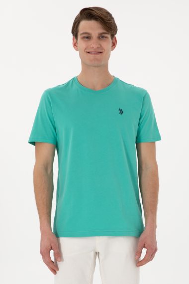 تی شرت یقه گرد یقه گرد نعناعی  رگولار آستین کوتاه مردانه یو اس پولو | US POLO ASSN