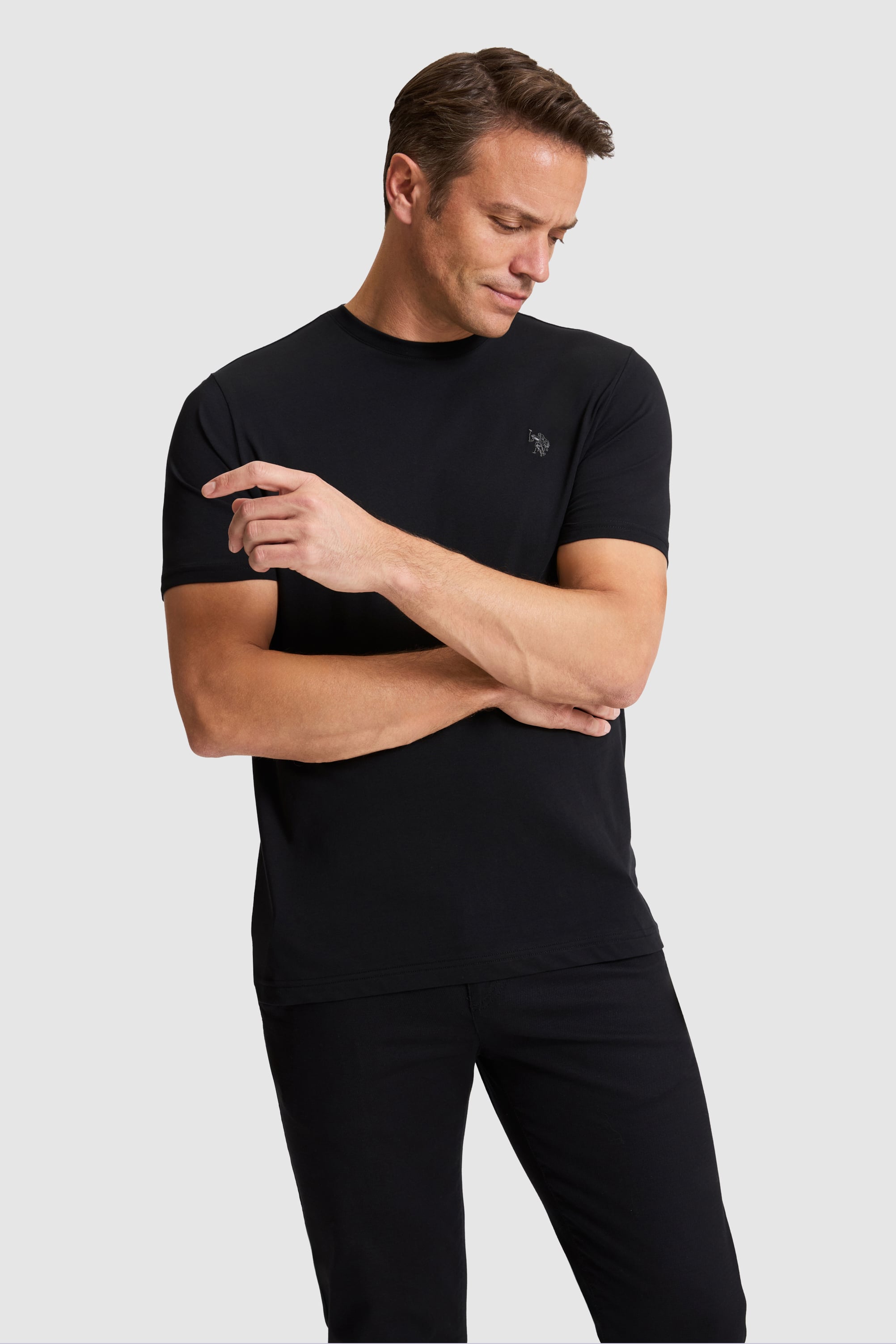 تی شرت یقه گرد سیاه رگولار مردانه یو اس پولو | US POLO ASSN