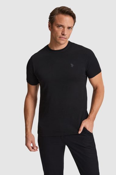 تی شرت یقه گرد  سیاه  رگولار  مردانه یو اس پولو | US POLO ASSN