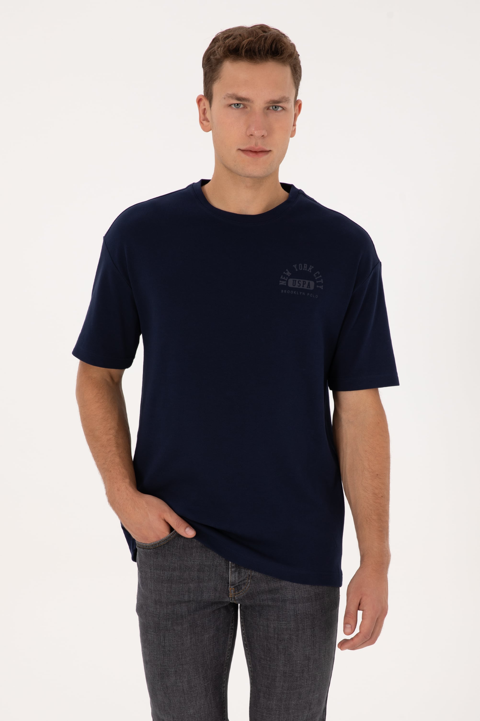 تی شرت یقه گرد لاجورد ریلکس مردانه یو اس پولو | US POLO ASSN