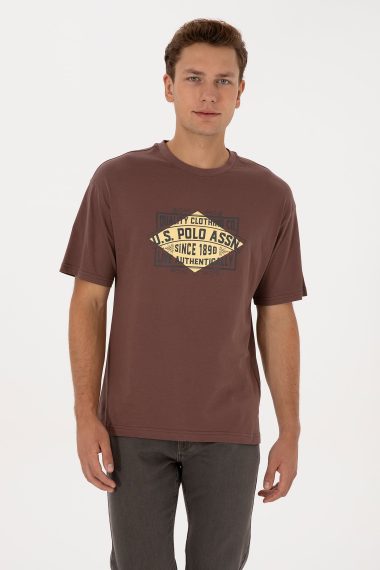 تی شرت یقه گرد  قهوه ای  ریلکس  مردانه یو اس پولو | US POLO ASSN