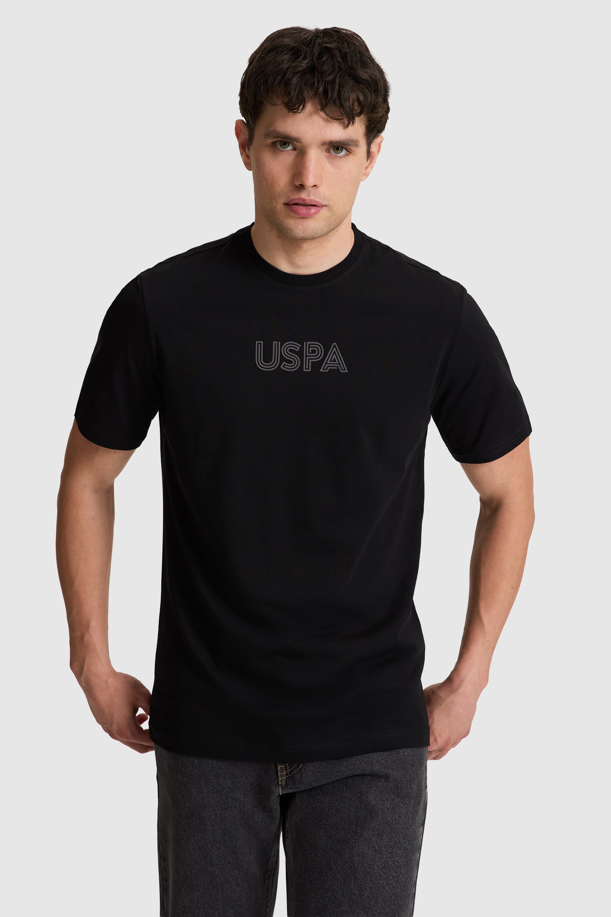 تی شرت یقه گرد سیاه رگولار مردانه یو اس پولو | US POLO ASSN