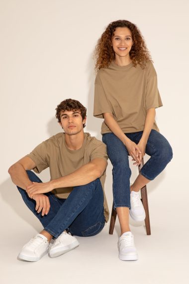 تی شرت یقه گرد یقه گرد خاکی  ریلکس آستین کوتاه مردانه یو اس پولو | US POLO ASSN