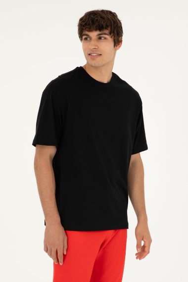 تی شرت یقه گرد یقه گرد سیاه  ریلکس آستین کوتاه مردانه یو اس پولو | US POLO ASSN