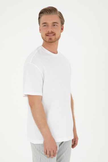 تی شرت یقه گرد یقه گرد سفید  ریلکس آستین کوتاه مردانه یو اس پولو | US POLO ASSN