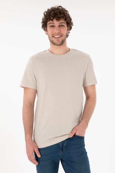 تی شرت یقه گرد یقه گرد خاکستری  رگولار آستین کوتاه مردانه یو اس پولو | US POLO ASSN