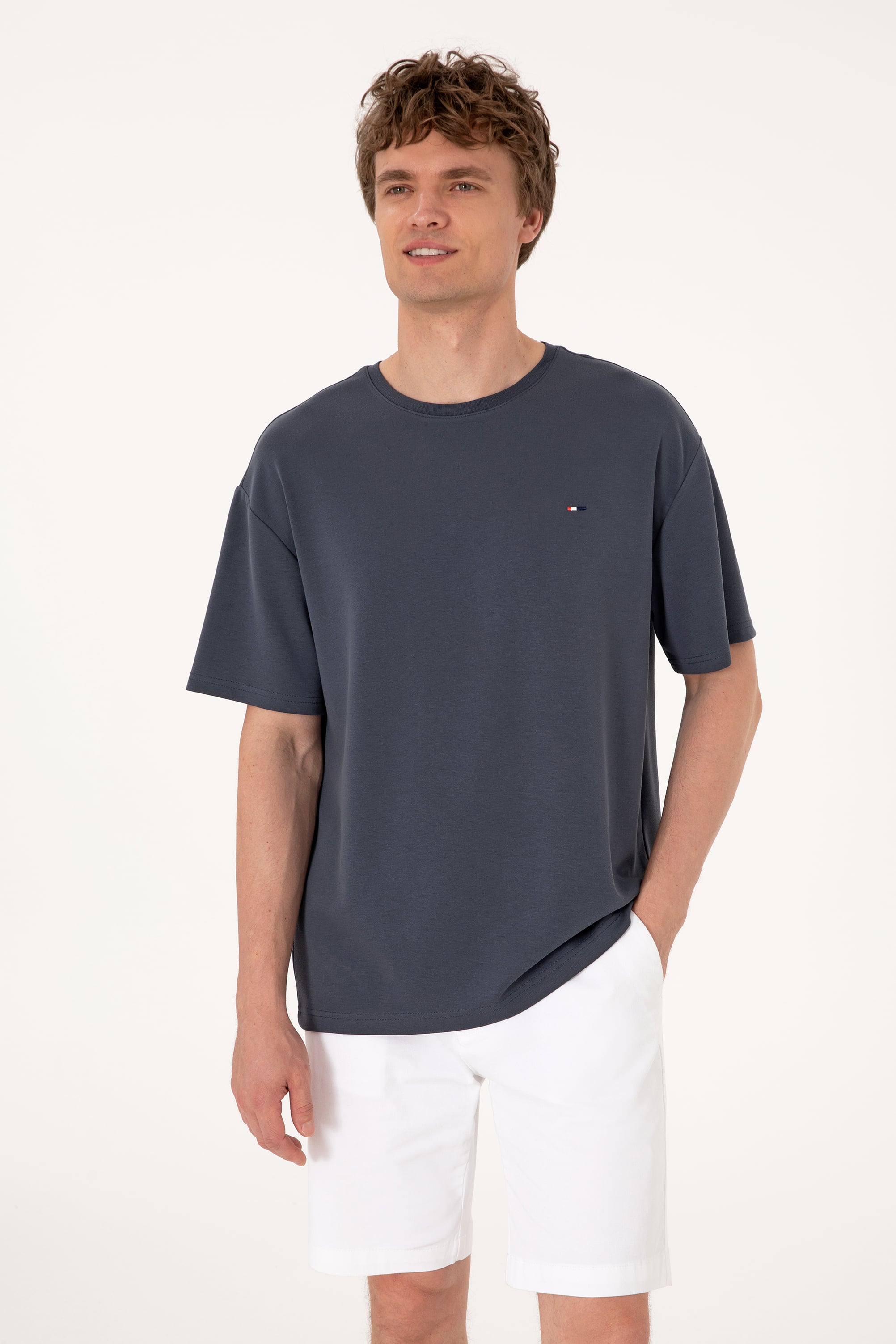 تی شرت یقه گرد یقه گرد زغالی ریلکس مردانه یو اس پولو | US POLO ASSN