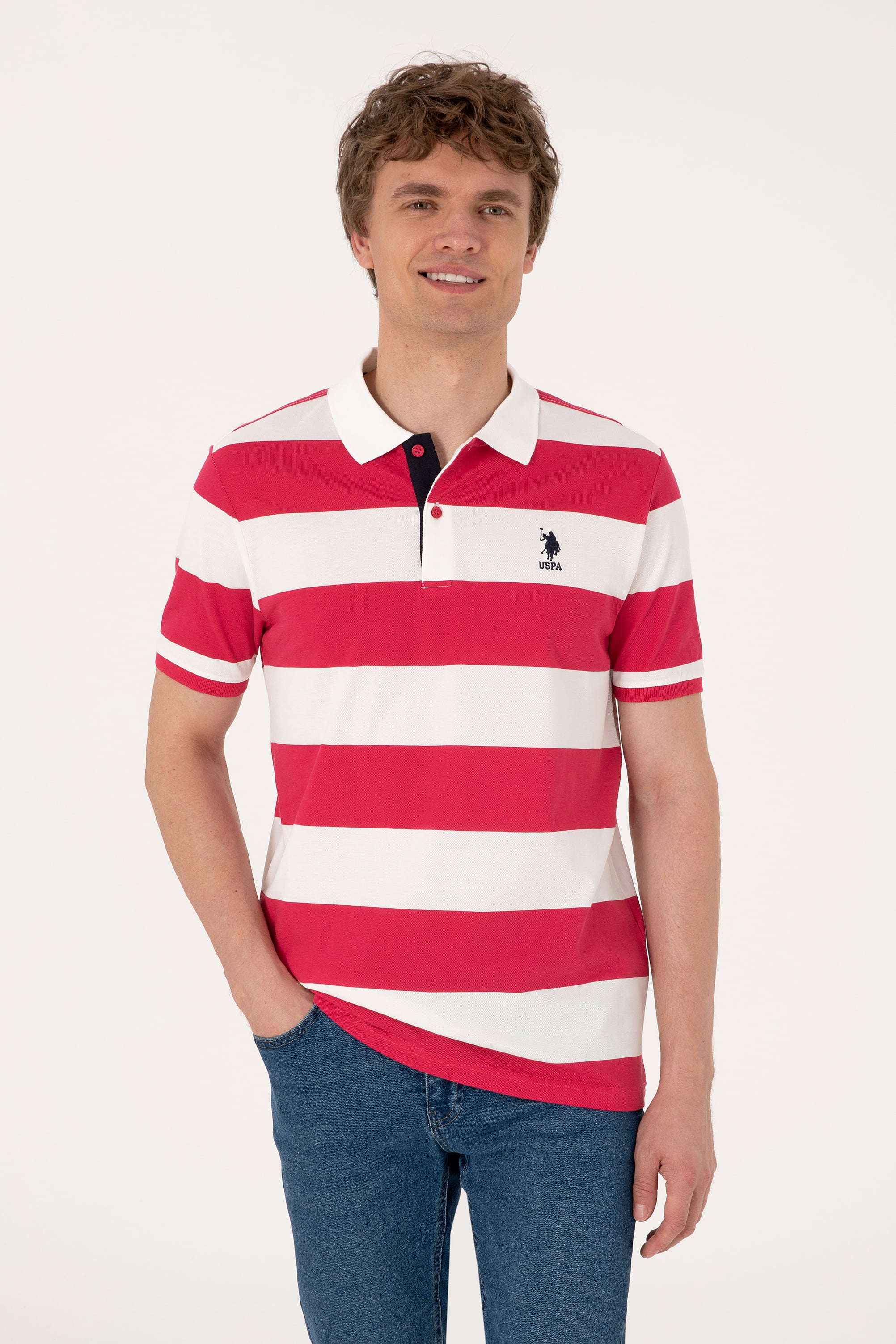 پولوشرت یقه پولو آلبالویی رگولار مردانه یو اس پولو | US POLO ASSN