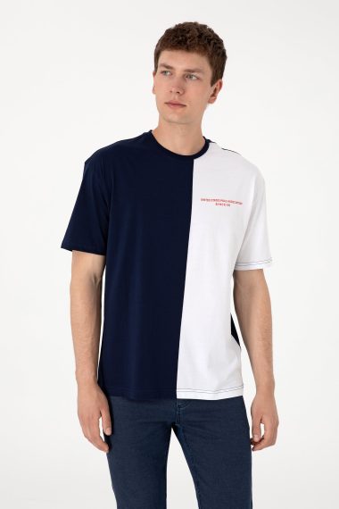 تی شرت یقه گرد یقه گرد لاجورد  ریلکس  مردانه یو اس پولو | US POLO ASSN
