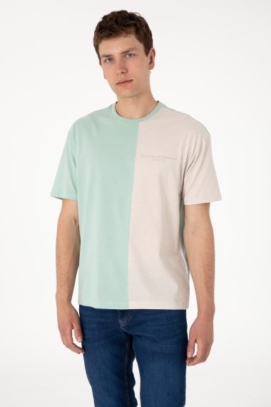 تی شرت یقه گرد یقه گرد سبزآبی  ریلکس  مردانه یو اس پولو | US POLO ASSN