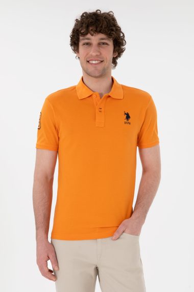 پولوشرت یقه پولو نارنجی  اندامی  مردانه یو اس پولو | US POLO ASSN