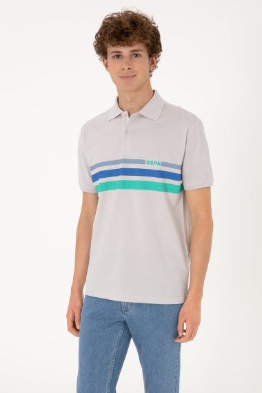 پولوشرت یقه پولو خاکستری روشن  رگولار  مردانه یو اس پولو | US POLO ASSN