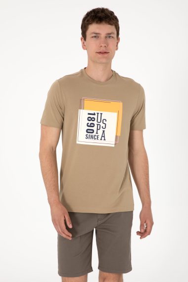 تی شرت یقه گرد یقه گرد خاکی  رگولار  مردانه یو اس پولو | US POLO ASSN