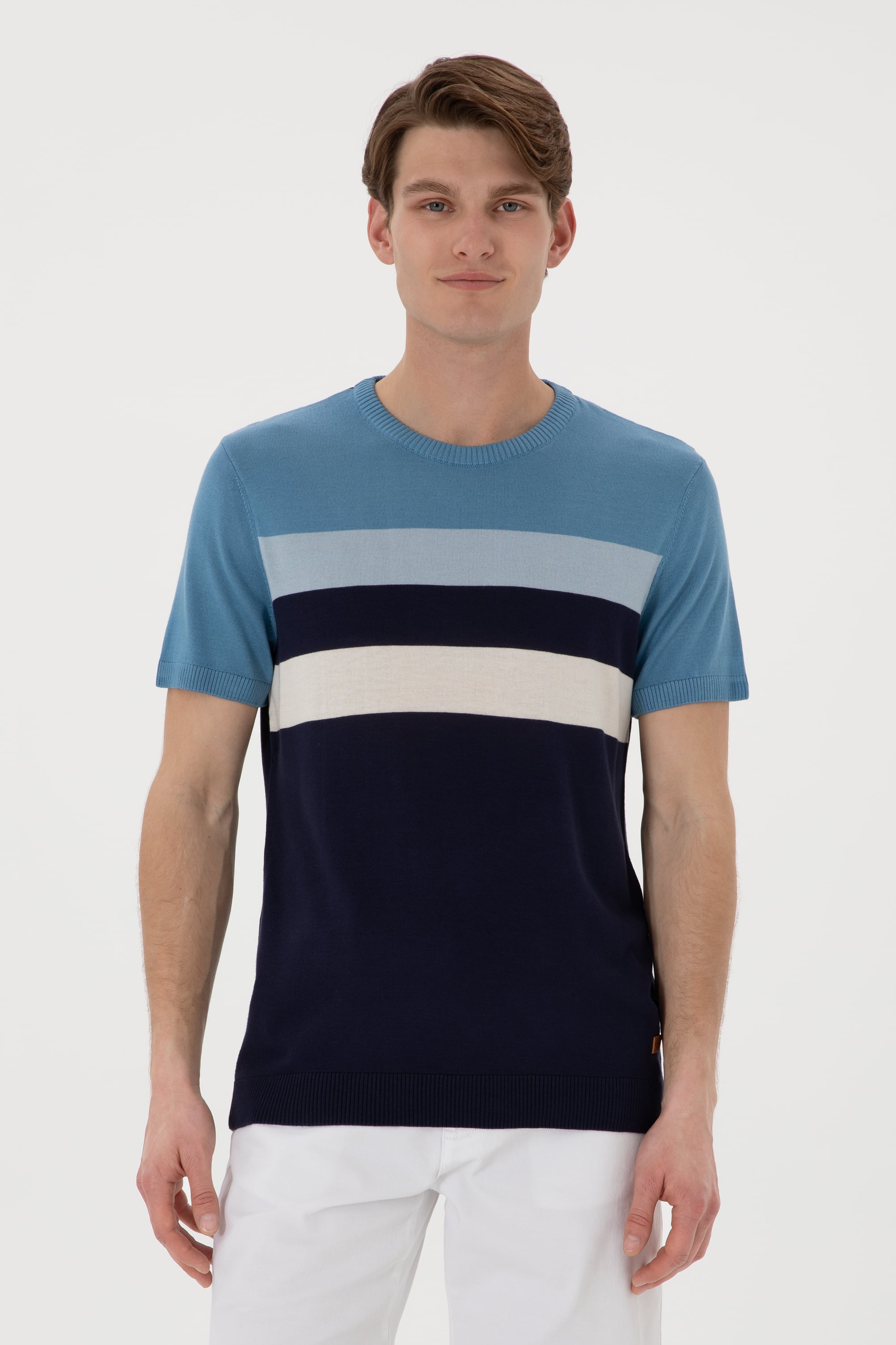 تی شرت یقه گرد یقه گرد لاجورد اندامی مردانه یو اس پولو | US POLO ASSN
