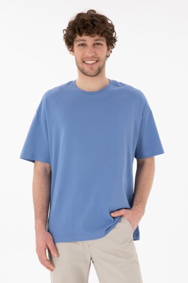 تی شرت یقه گرد یقه گرد آبی تیره  Oversize آستین کوتاه مردانه یو اس پولو | US POLO ASSN